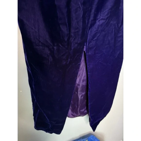 Eugene Alexander deep purple velvet strapless jeweled gown size 6.‎ 1980s Glam - Picture 9 of 11